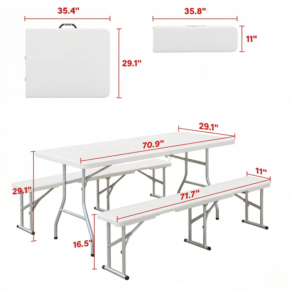 Foldable Picnic Table and Chairs Set
