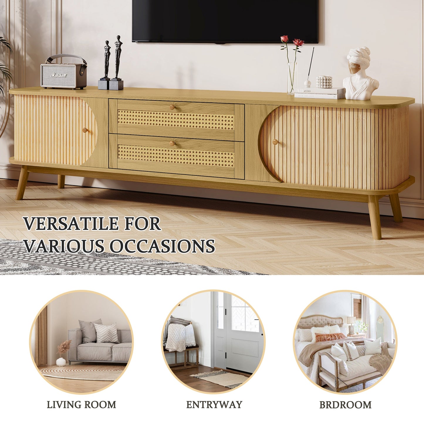 Rattan TV Stand for TVs Up to 75''