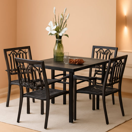 5 Piece Metal Patio Dining Set 37 In Table And 4 Chairs