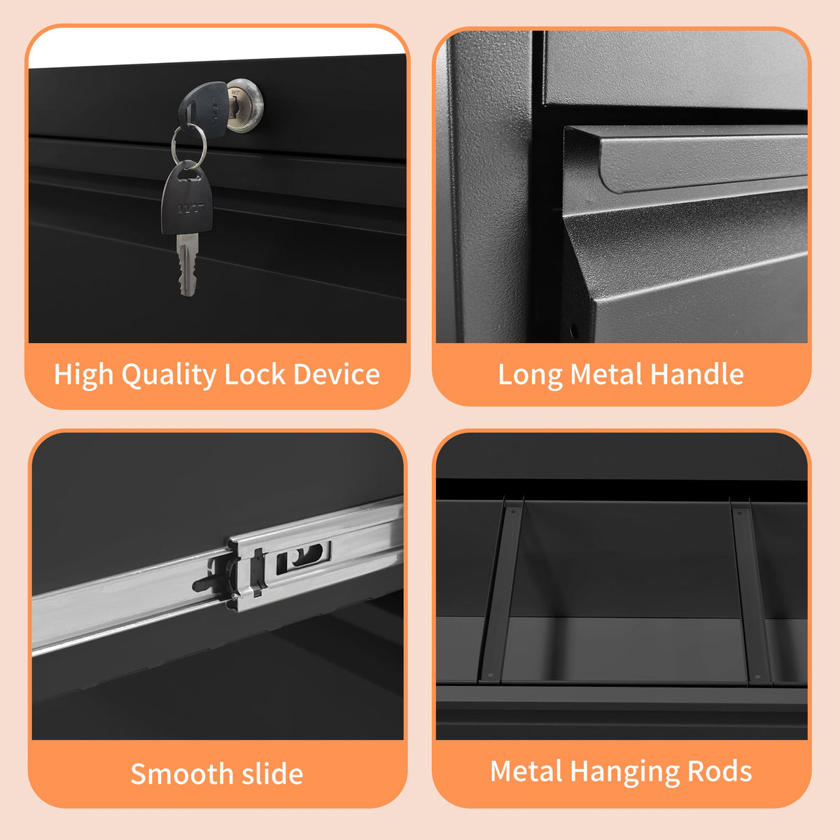 2 Drawer Lateral File Cabinet with Lock