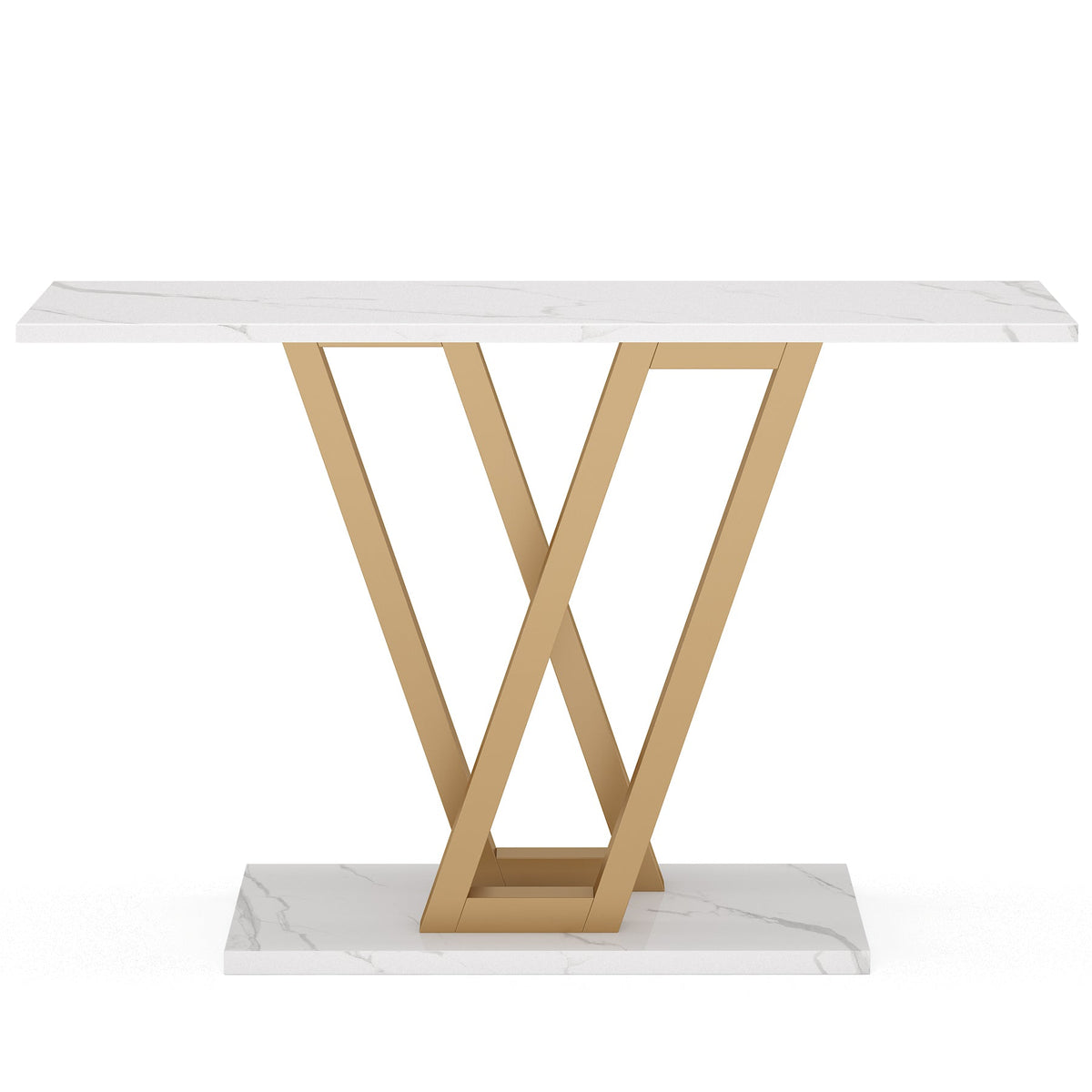 43” Gold Faux Marble Console Table