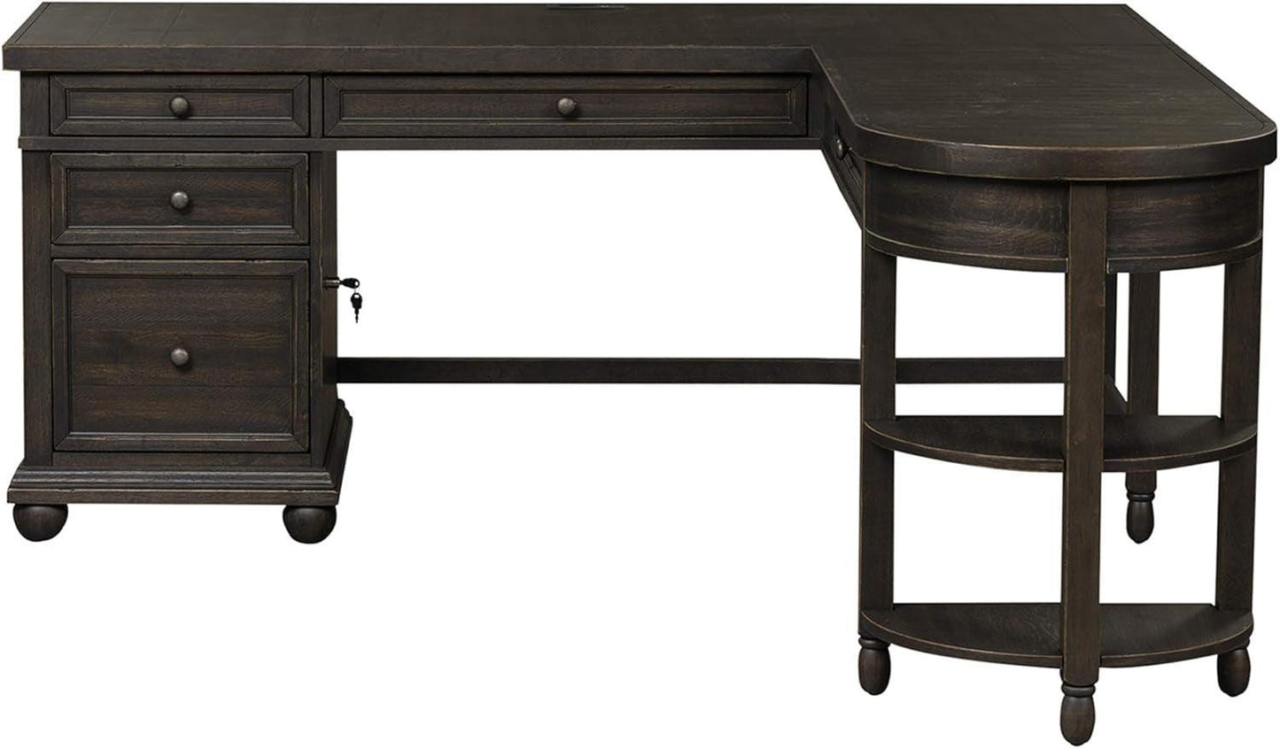 Contemporary L Shaped Desk USB Charging Drawer