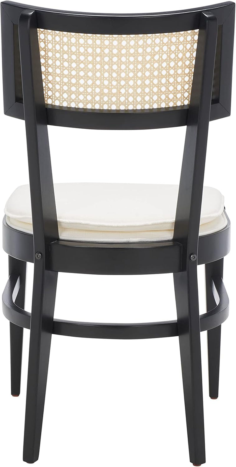 Galway Coastal Dining Chair Black Frame Cane Seat Cushion