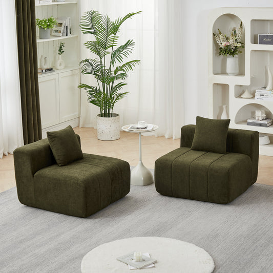 Chenille Sectional Sofa With 2 Pillows