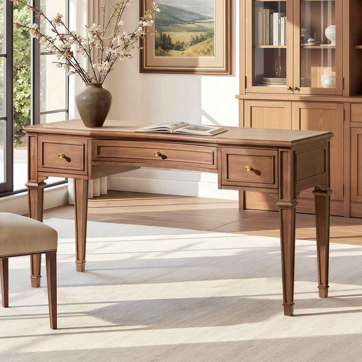 Dauphin 55" 3-Drawer Wood Executive Desk