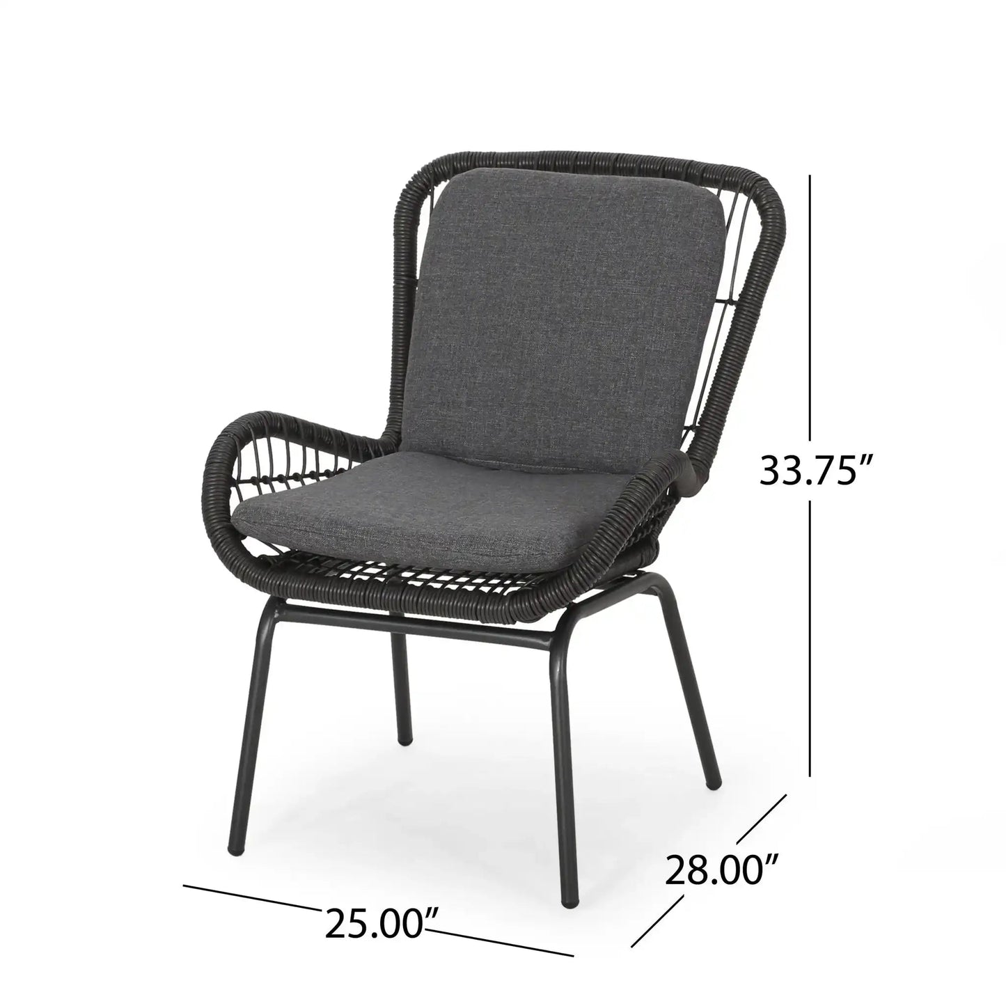 Outdoor Wicker Club Chair With Cushions (Set of 2)
