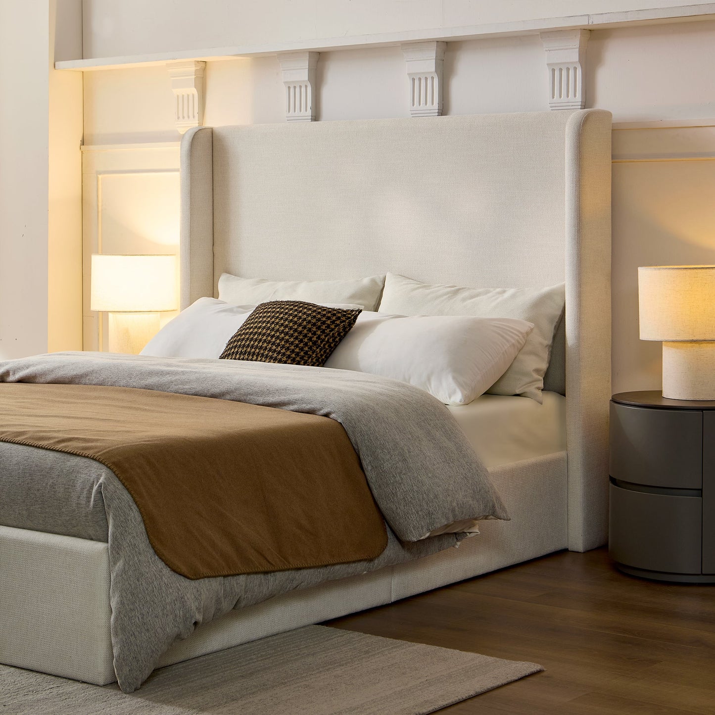 Carmen Upholstered Wingback Bed