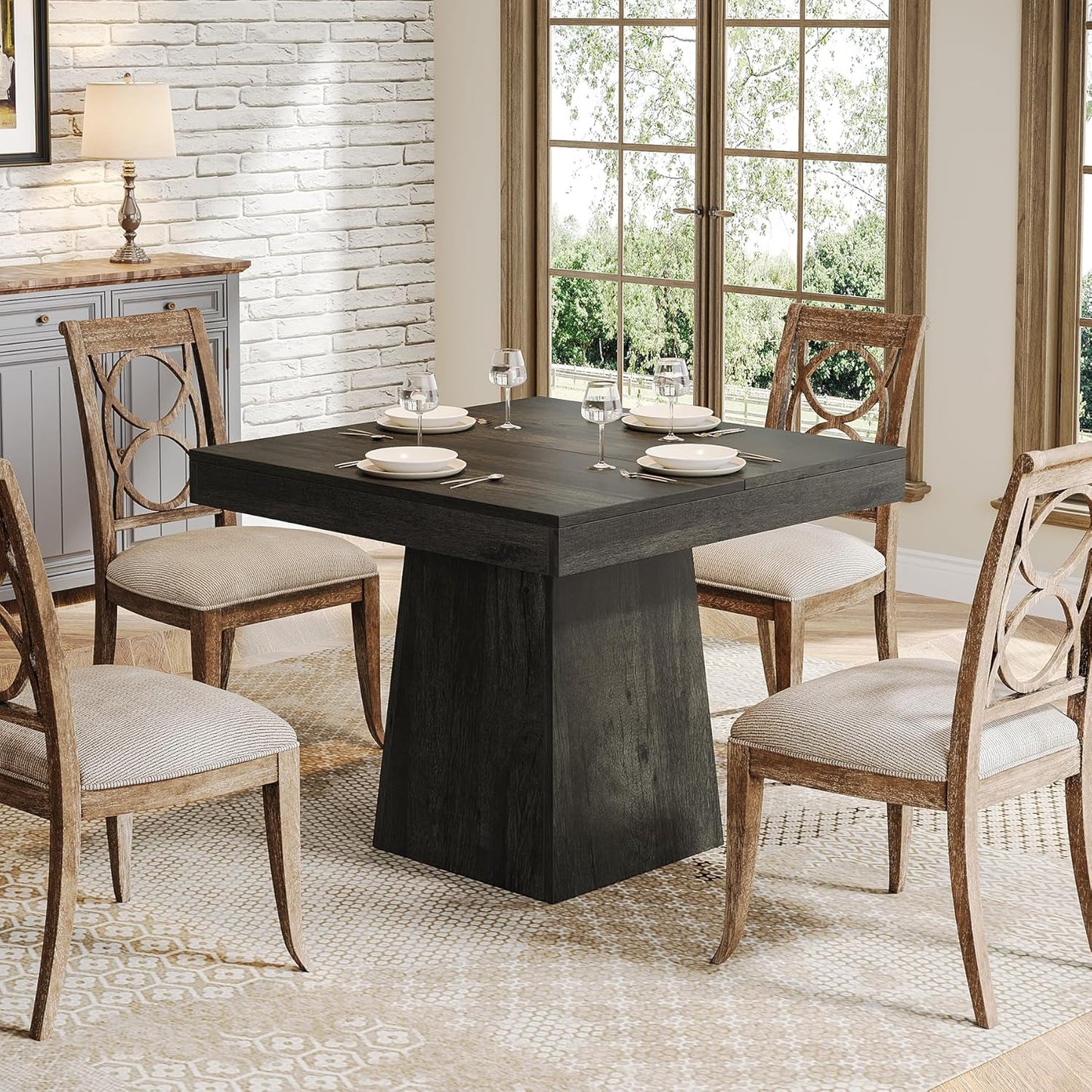 31.5" Square Dining Table for 4 - Small Farmhouse Kitchen Table