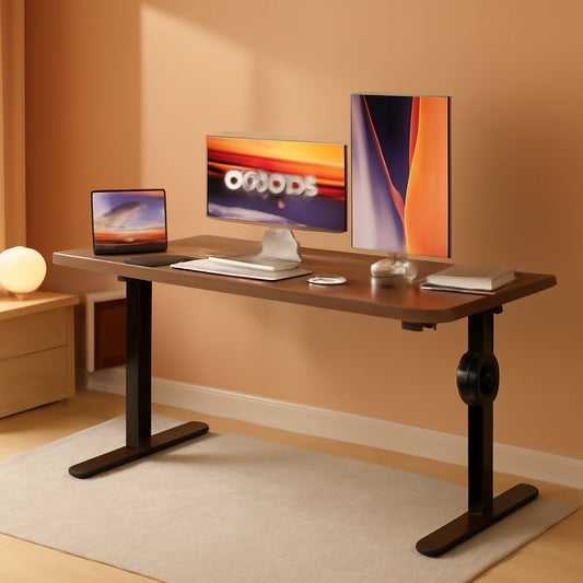 Electric Standing Desk 48x24 Height Adjustable Dark Walnut