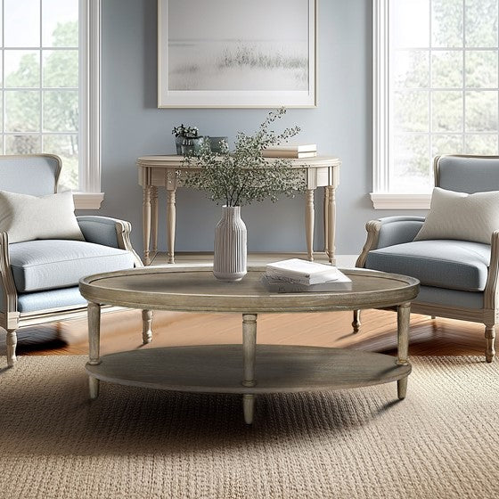 Oval Coffee Table with Shelf