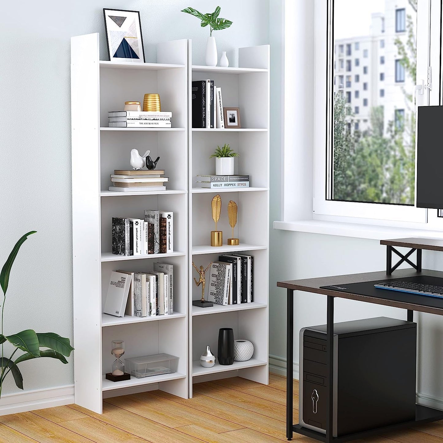 White 6-Tier Bookshelf Anti Tip Design For Home Office
