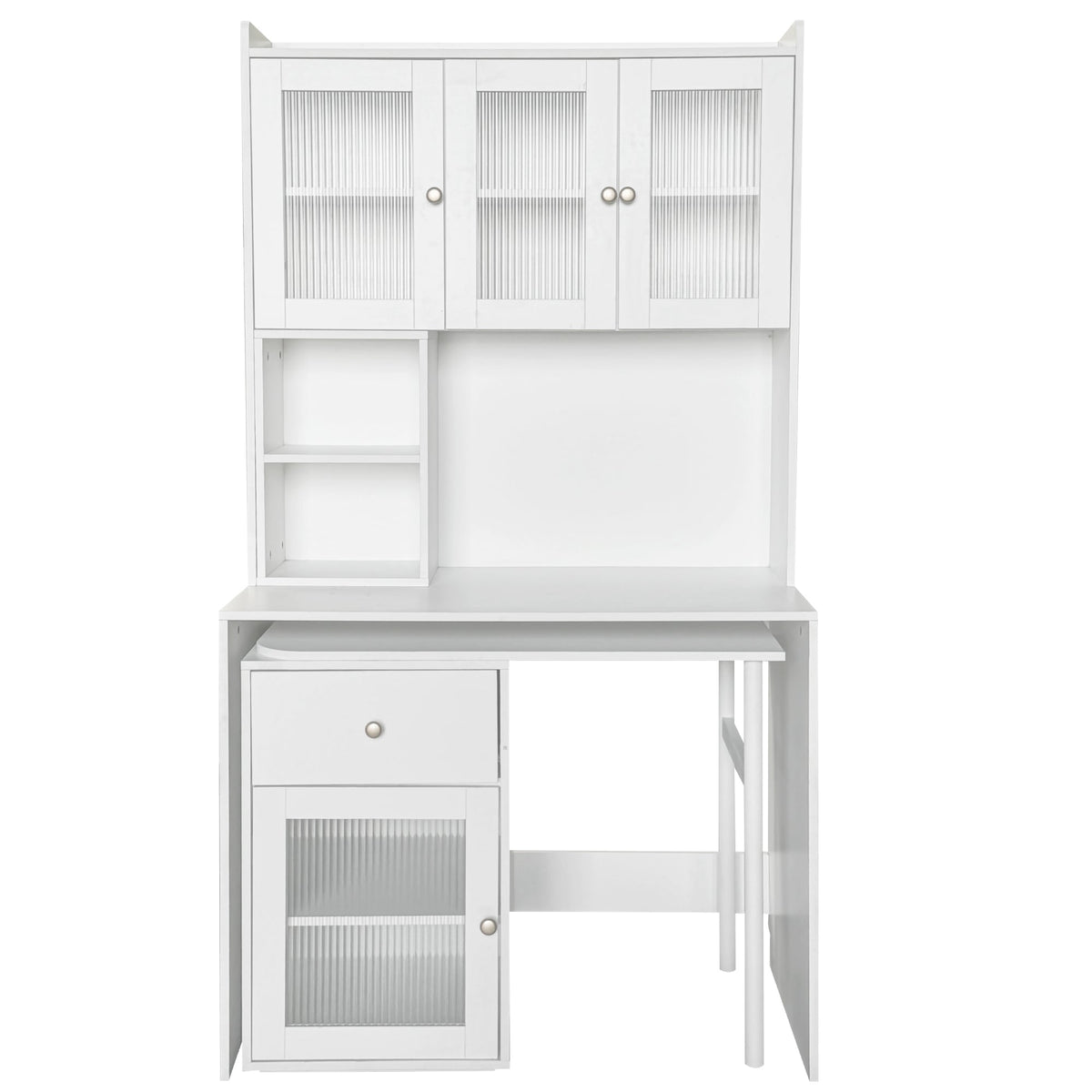 Computer Desk with Glass Door for Home Office