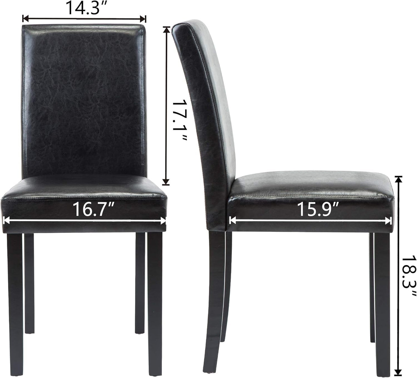 Modern PU Upholstered Dining Chairs Black Cushioned Seats