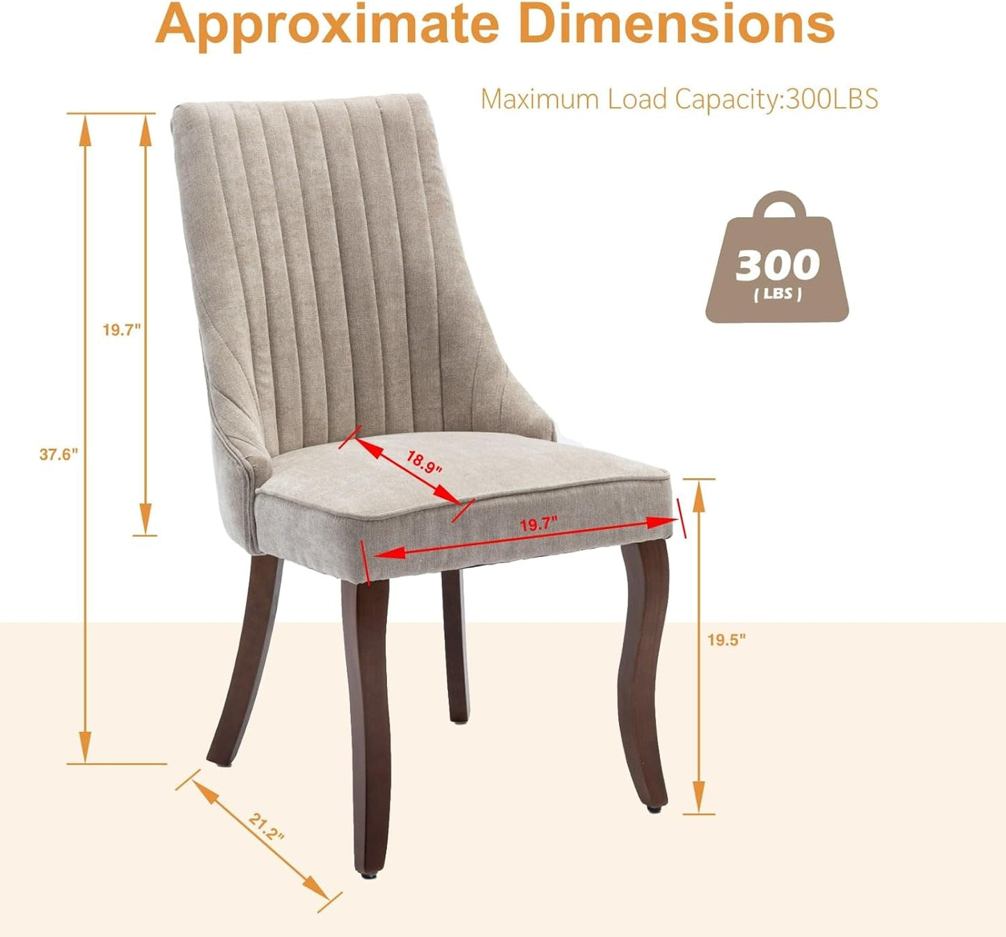 Velvet Dining Chairs Set of 4 Beige With Curved Wood Legs