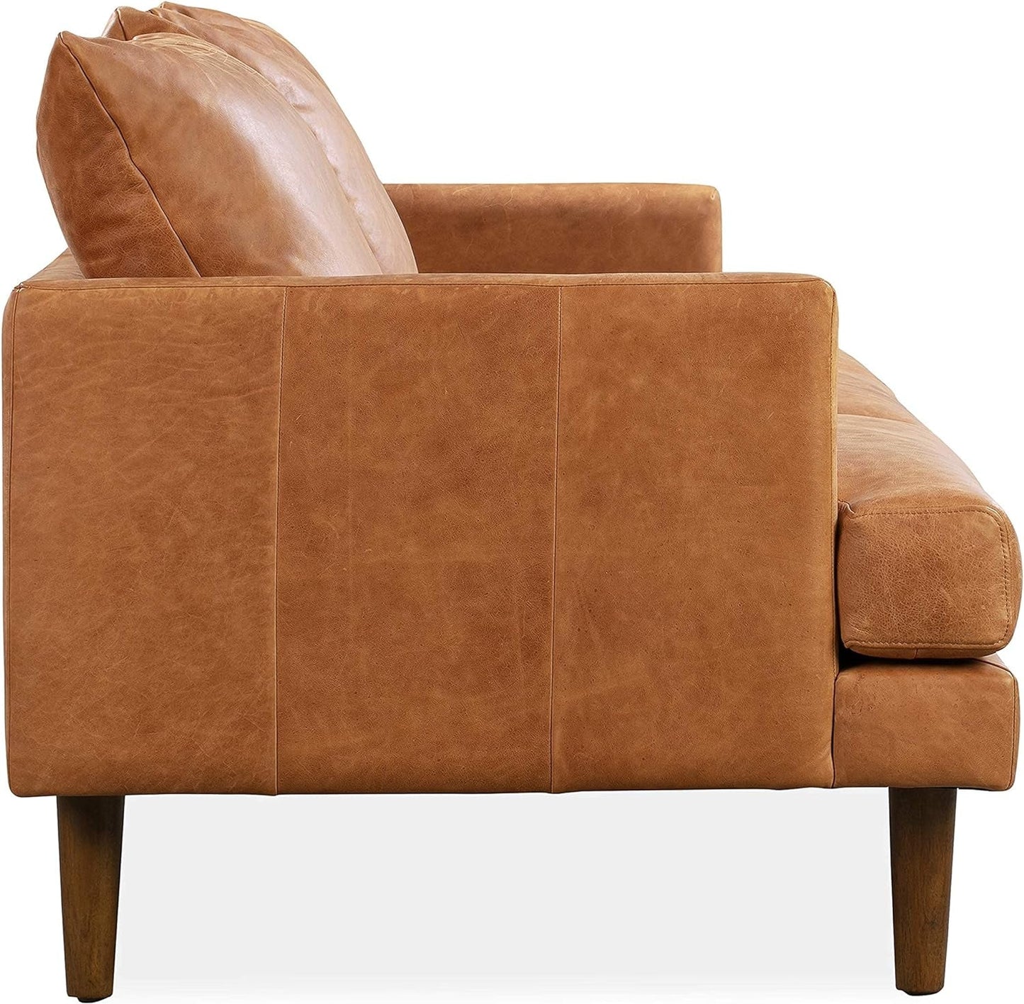 Girona 88 Inch Leather Sofa Cognac Tan With Tufted Back