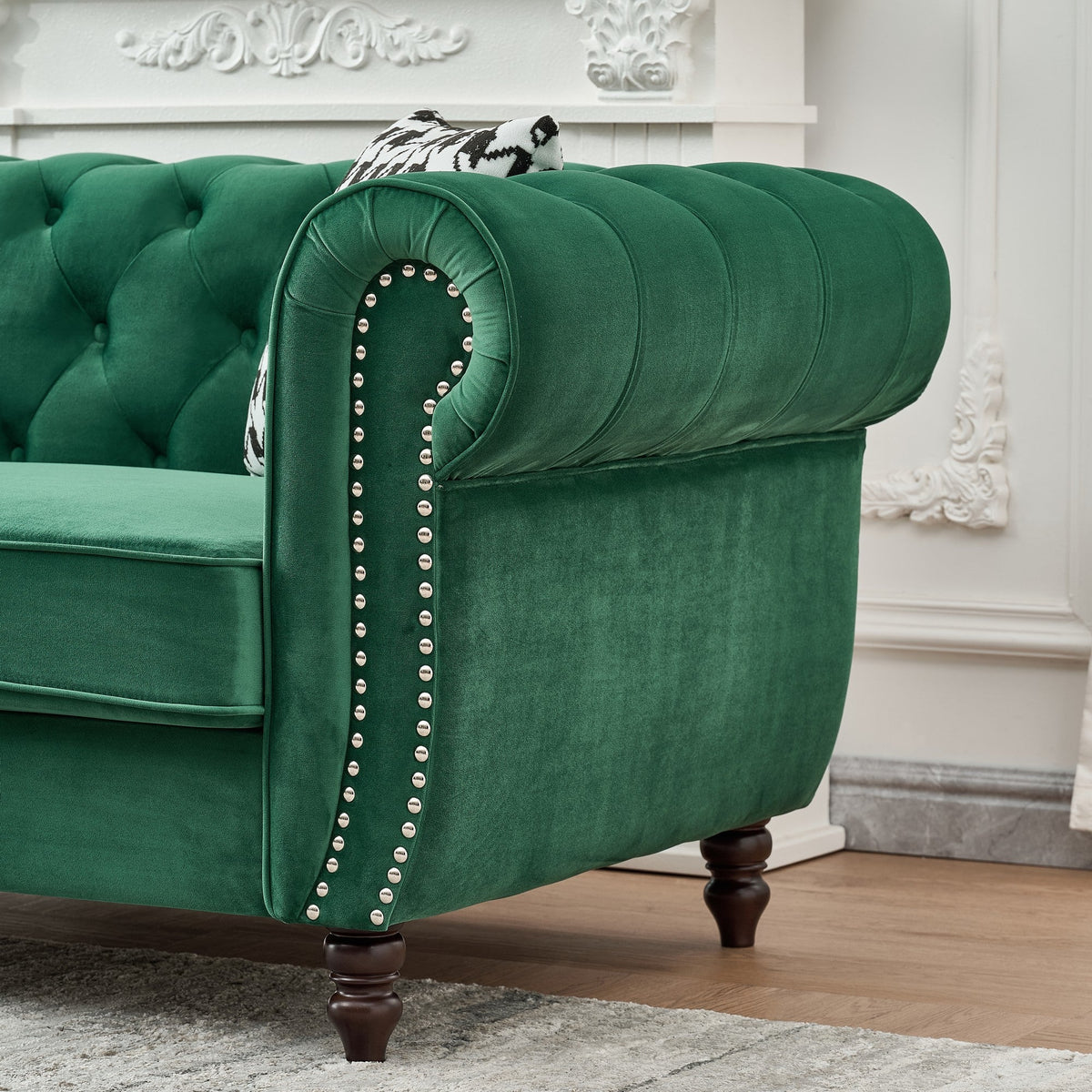 67" Chesterfield Velvet Upholstery Fabric Sofa