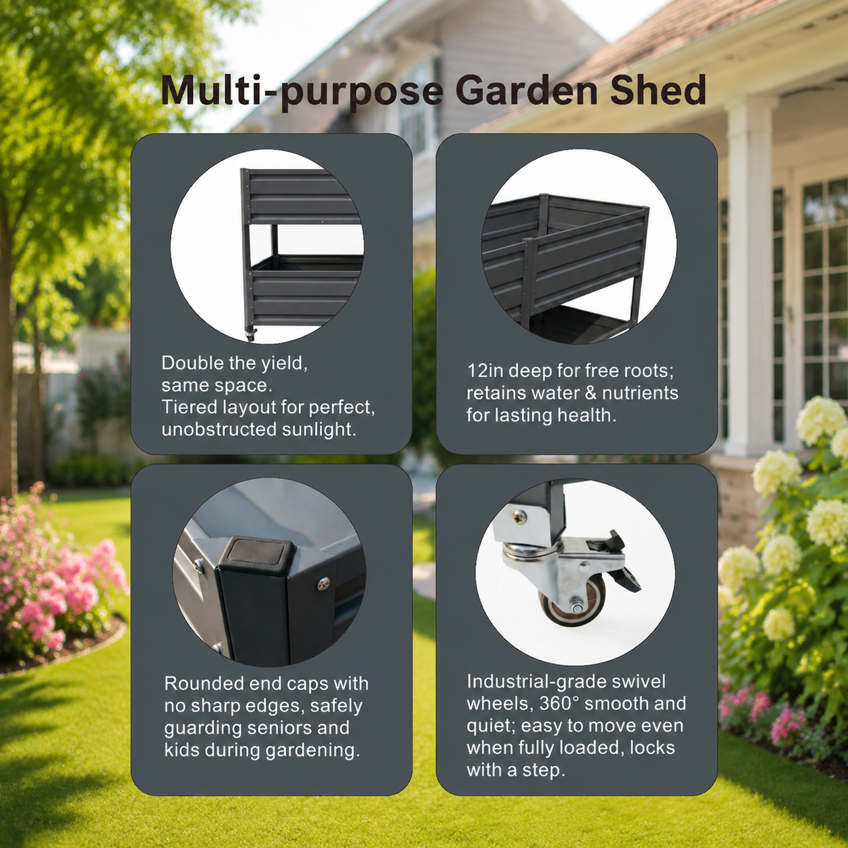 Dual Tier Staggered Elevated Metal Raised Garden Bed