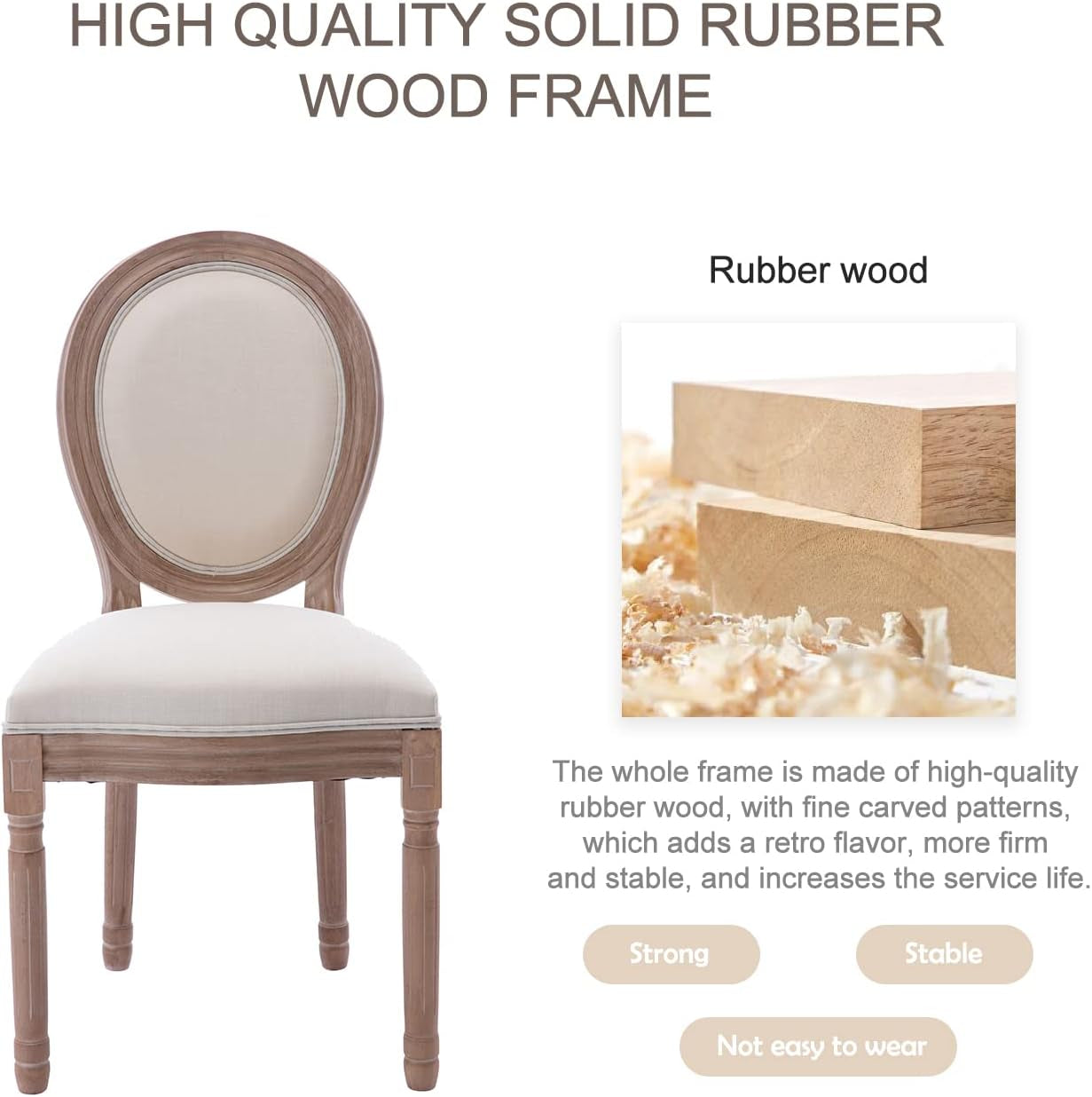 French Country Dining Chairs Set Of 4 With Carved Solid Wood Frames