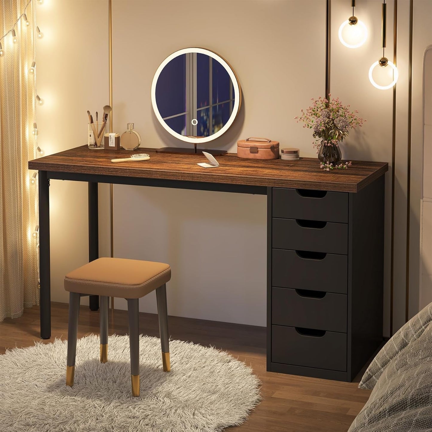 Industrial Rustic Brown Forty Seven Inch Computer Desk Storage