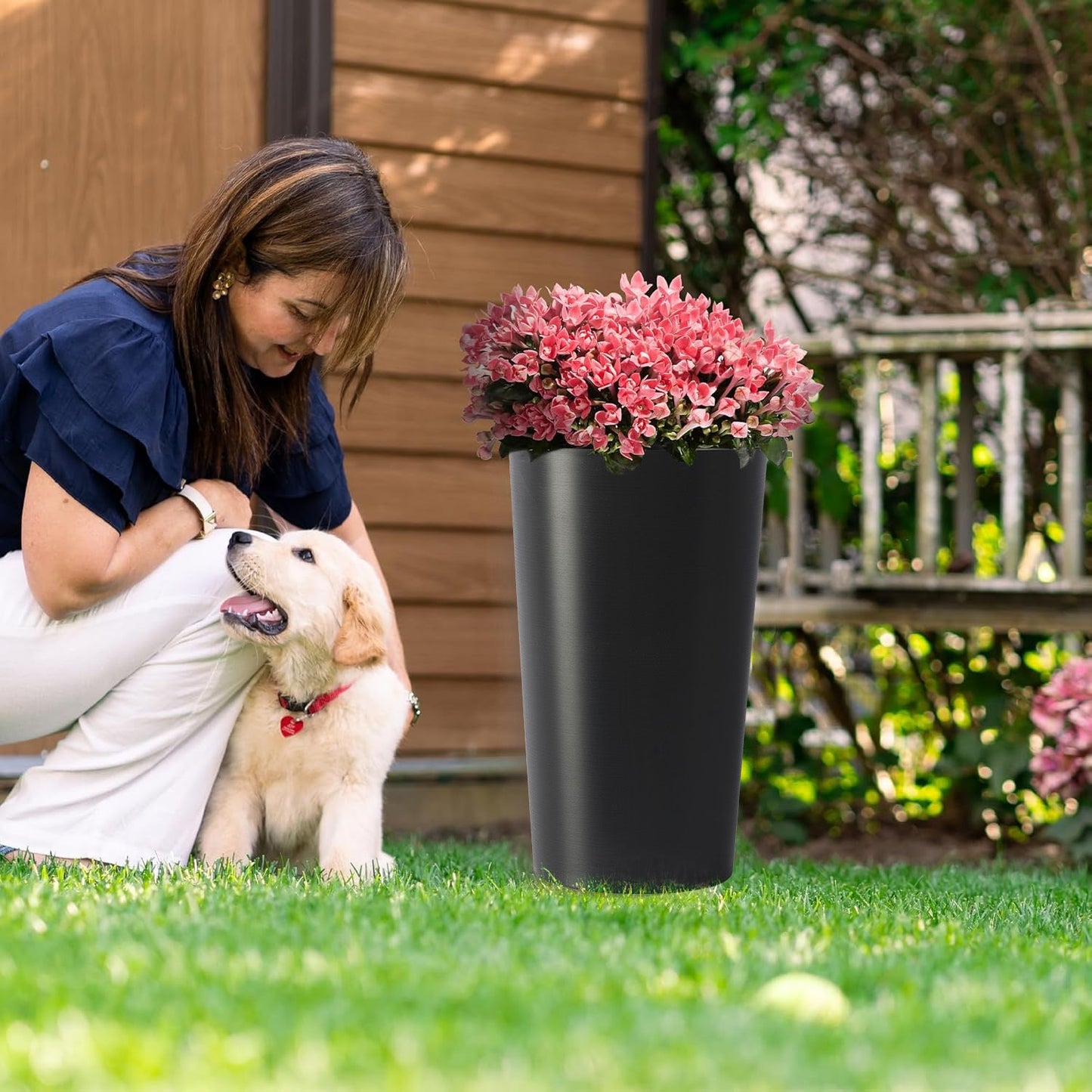 2 Pack Tall 21.7 in Planters for Outdoor Plants
