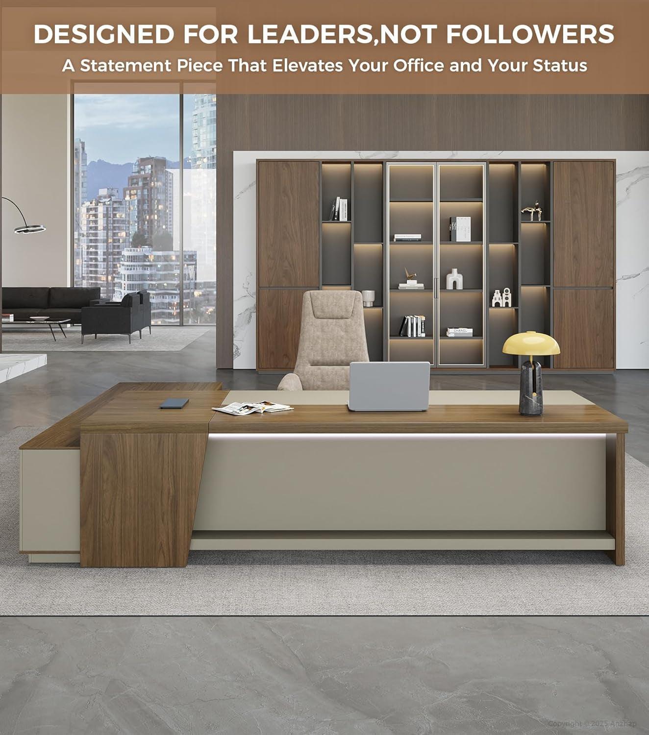 79 Inch L Shaped Desk Lockable Drawers Privacy Panel