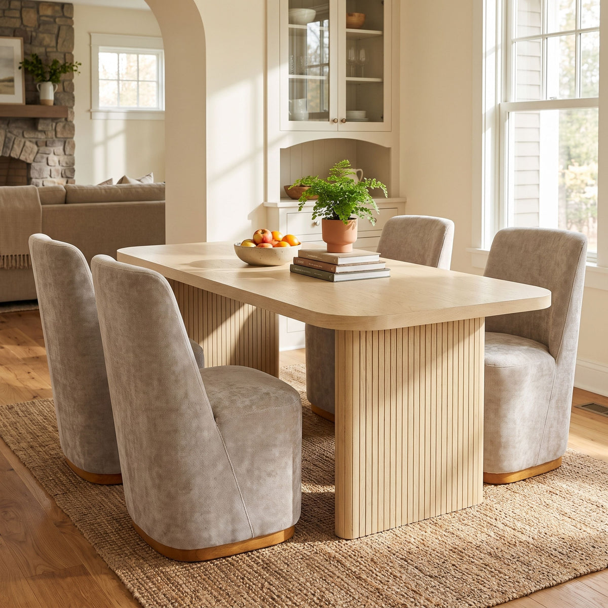 68.75" Wood Dining Table Set with 4 Chairs
