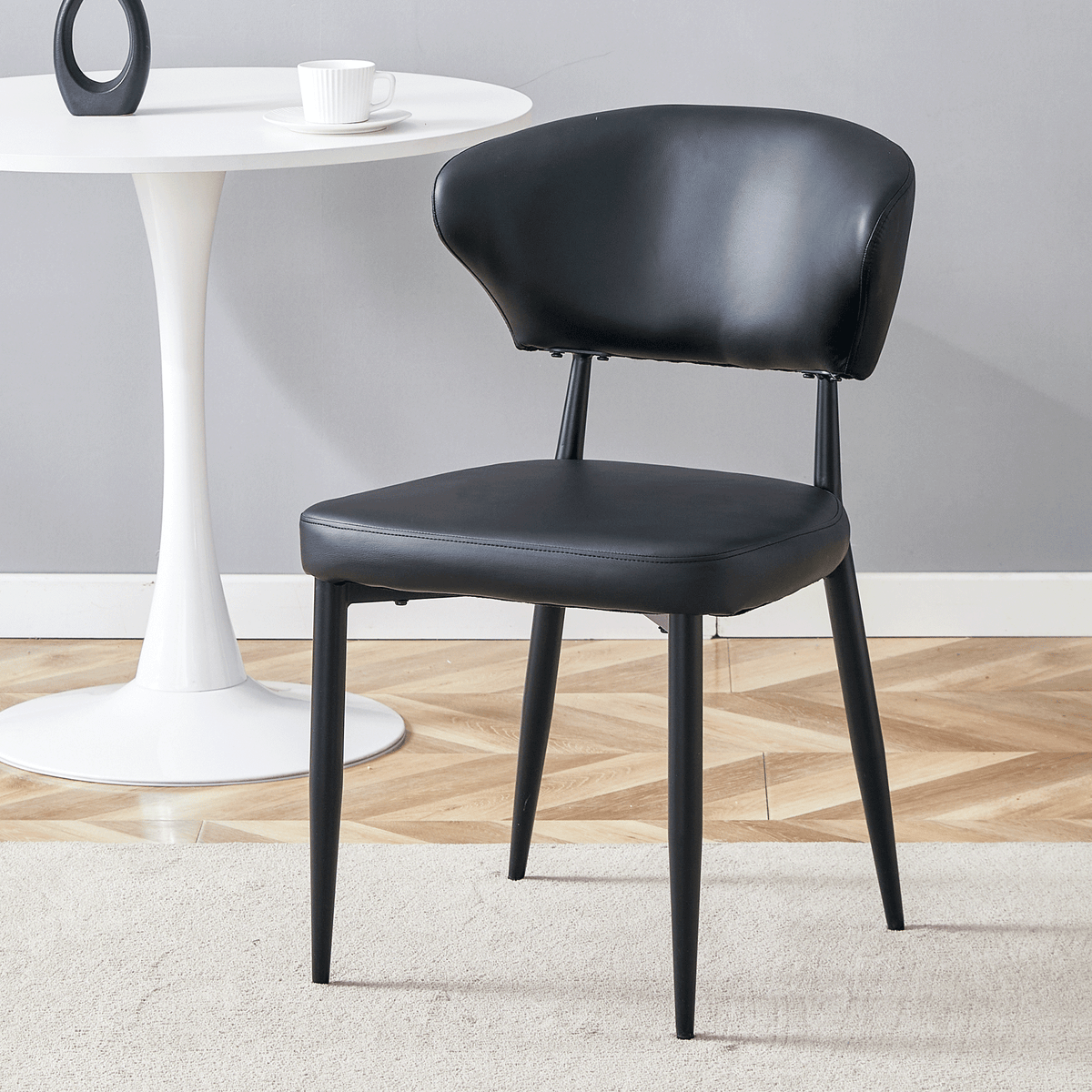 Black Minimalist Ergonomic Dining Chair - Set of 4