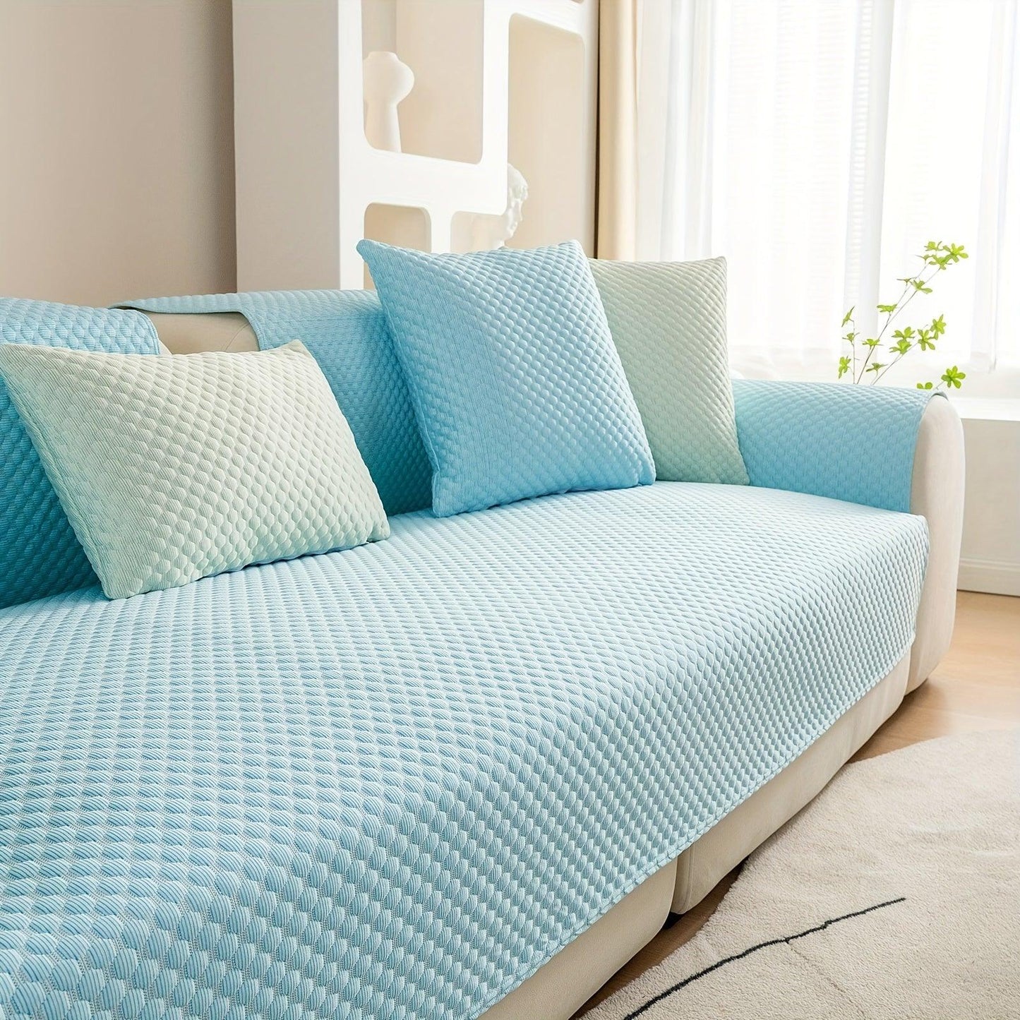 Breathable Ice Silk Light Gray Couch Cover - Cooling & Anti-Scratch