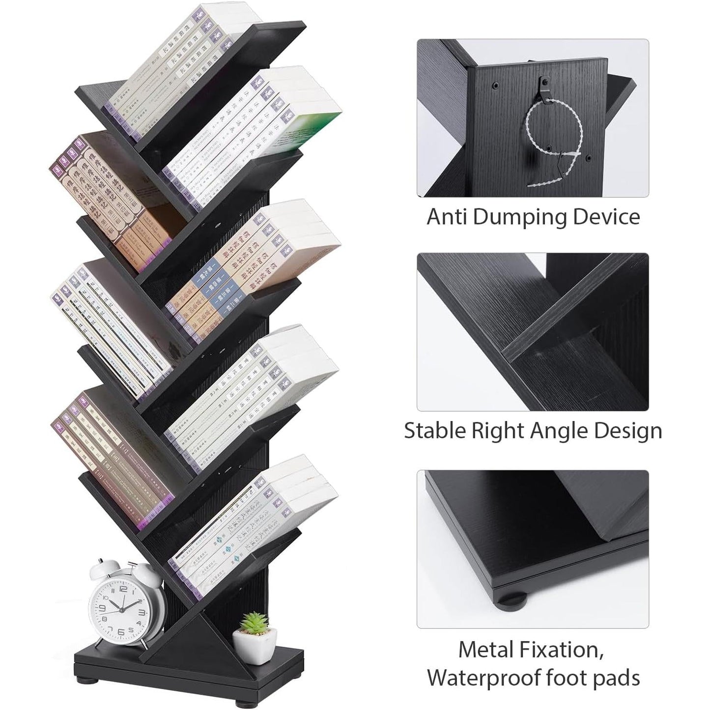 8 Tier Tree Bookshelf Natural Wood Finish Bookcase