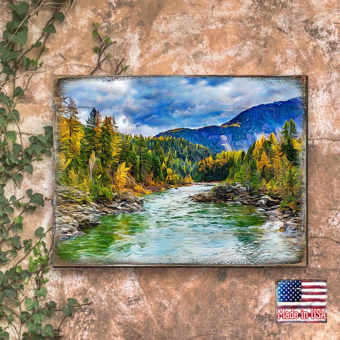 Forest River Art Wooden Wall Art by Nature Wonders - Nature Wildlife Décor  - 95246B