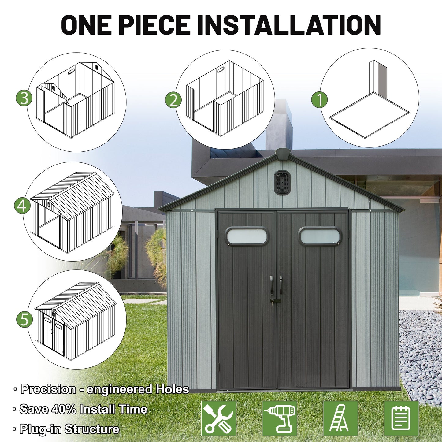 8X10FT Outdoor Resin Storage Shed