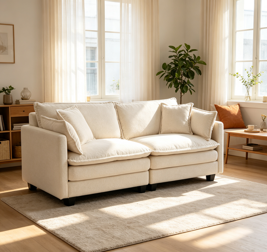 Modern 2-Seat Sectional Sofa with Waist Pillows