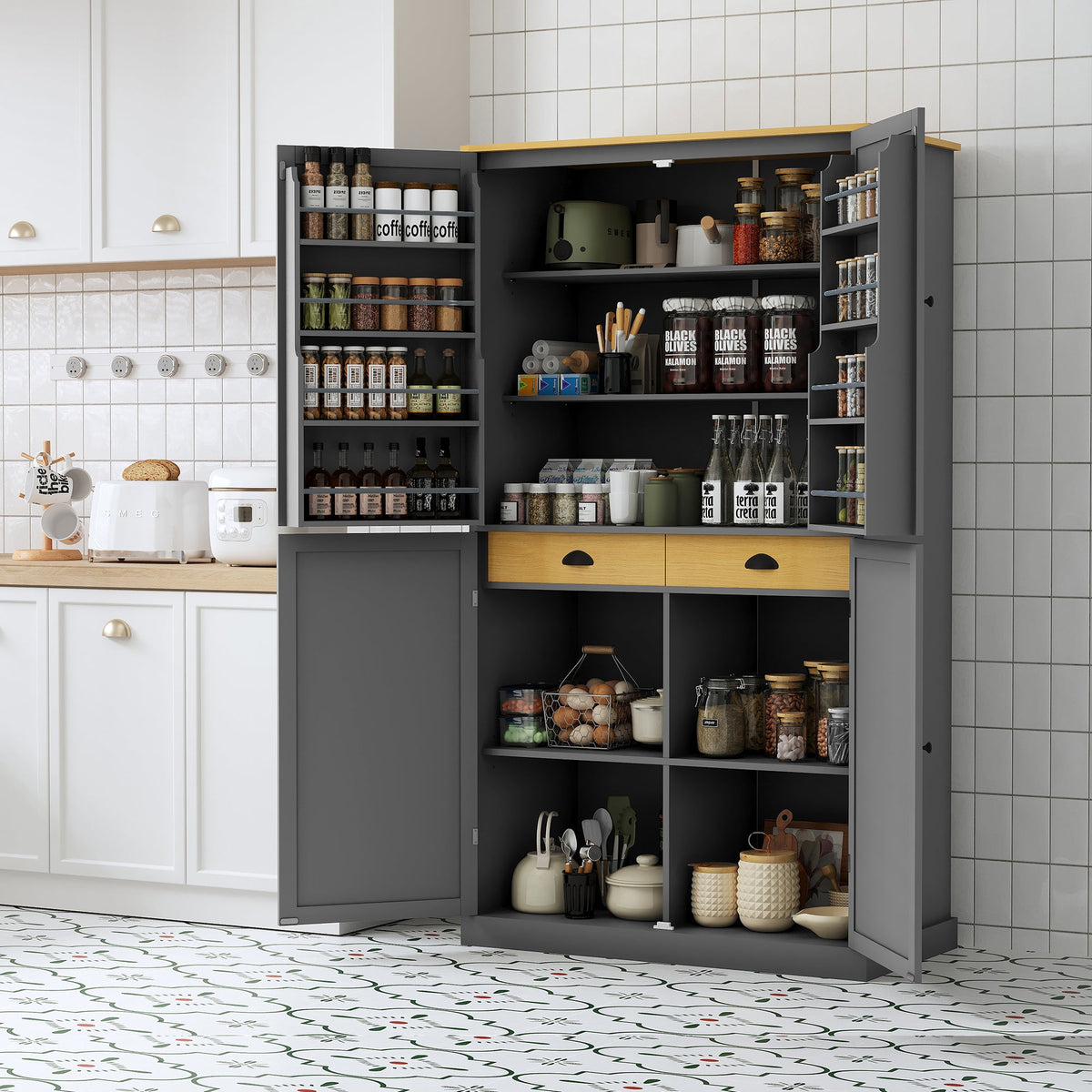 TOPMAX 40.2" High Freestanding Kitchen Pantry