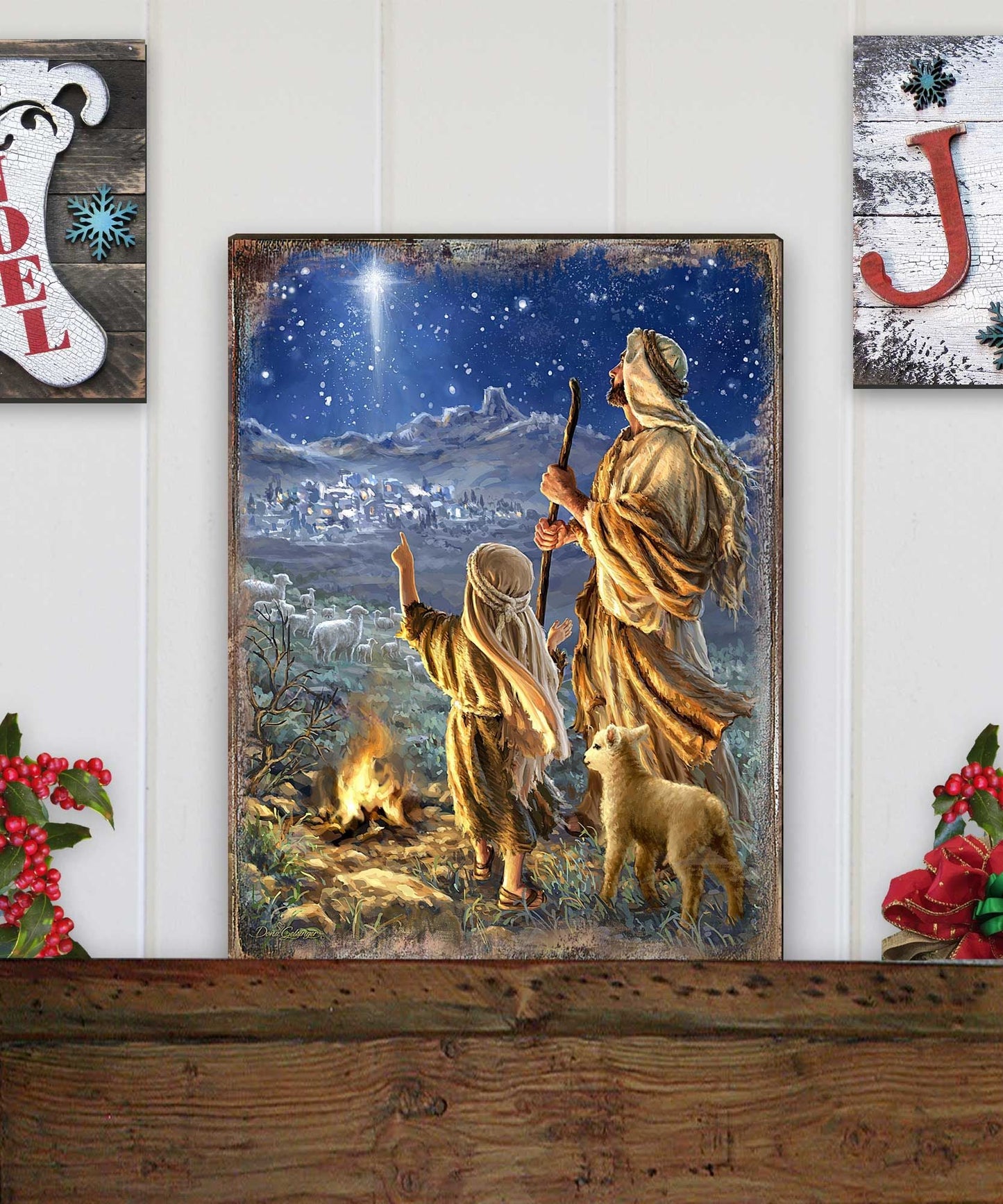 Shepherds Keeping Watch Wooden Wall Art by D. Gelsinger - Nativity Holiday Décor - 95632B38