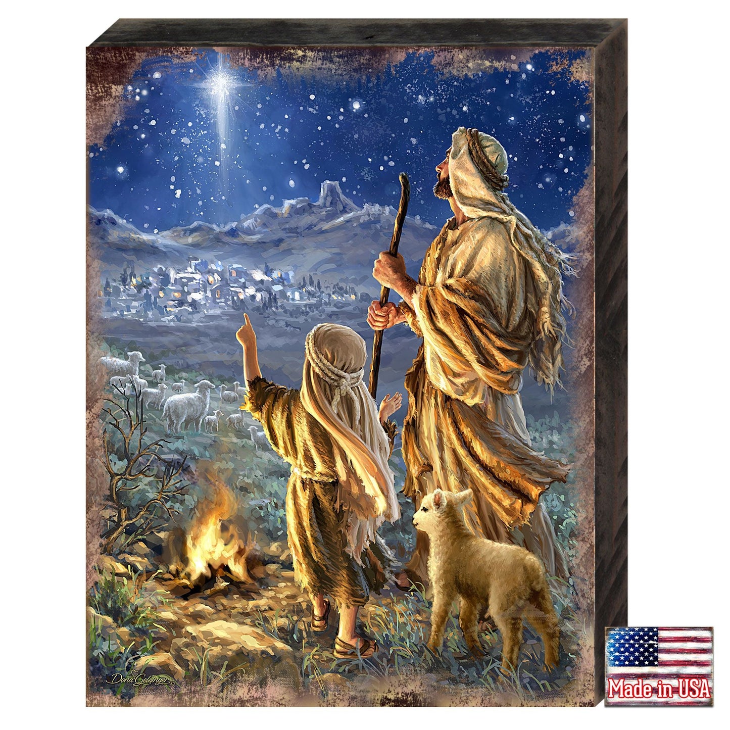 Shepherds Keeping Watch Wooden Wall Art by D. Gelsinger - Nativity Holiday Décor - 95632B38
