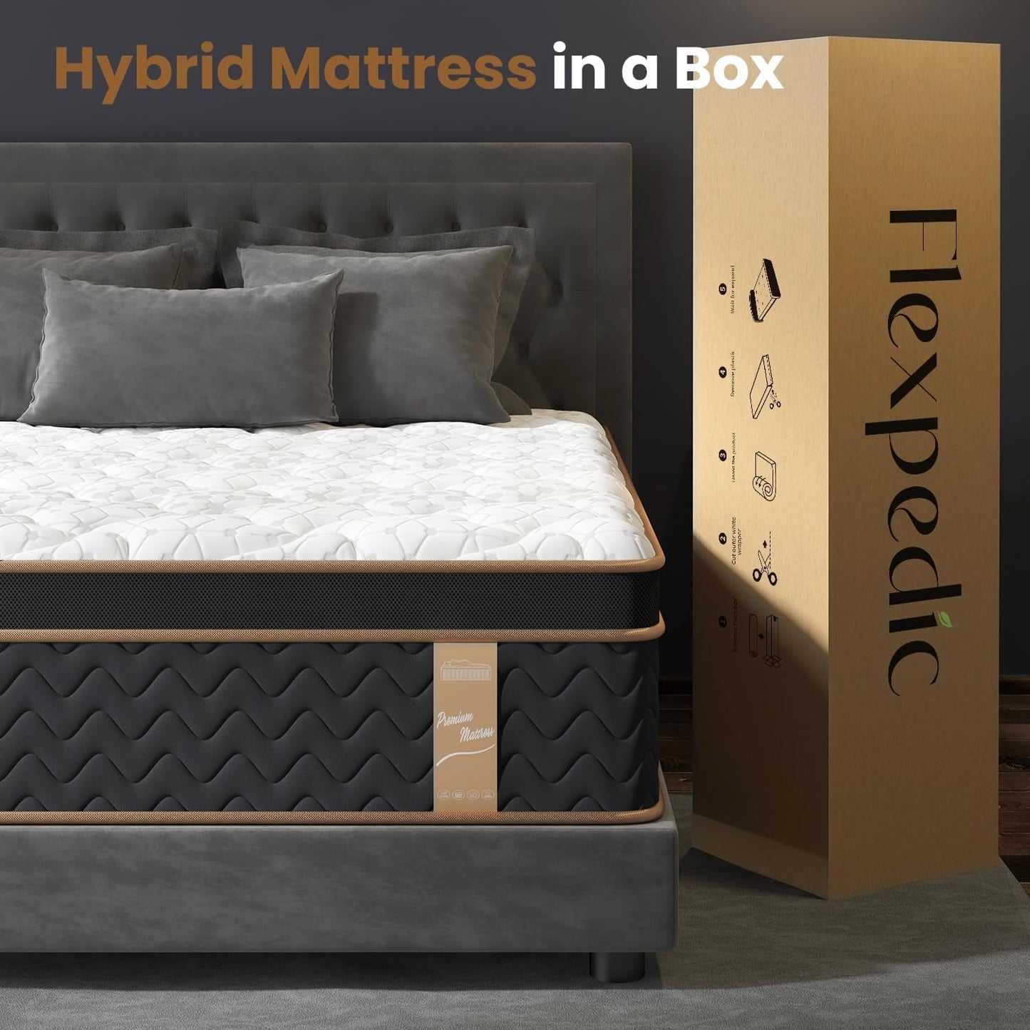 Queen Cooling Hybrid Mattress 14 Inch Certipur US Certified
