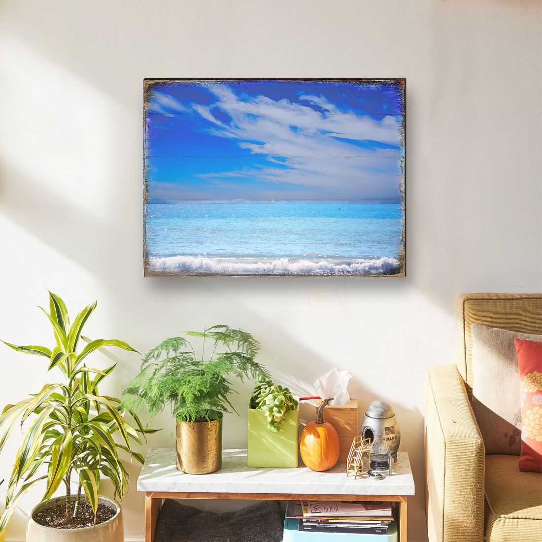 The Beach Wood Wooden Coastal Wall Art by Nature Wonders - Coastal Sea-Life Decor - 95226-3B