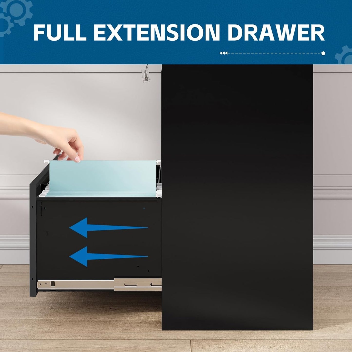 Three Drawer Metal File Cabinet Locking With Storage Shelves Black For Legal Letter A4 Documents
