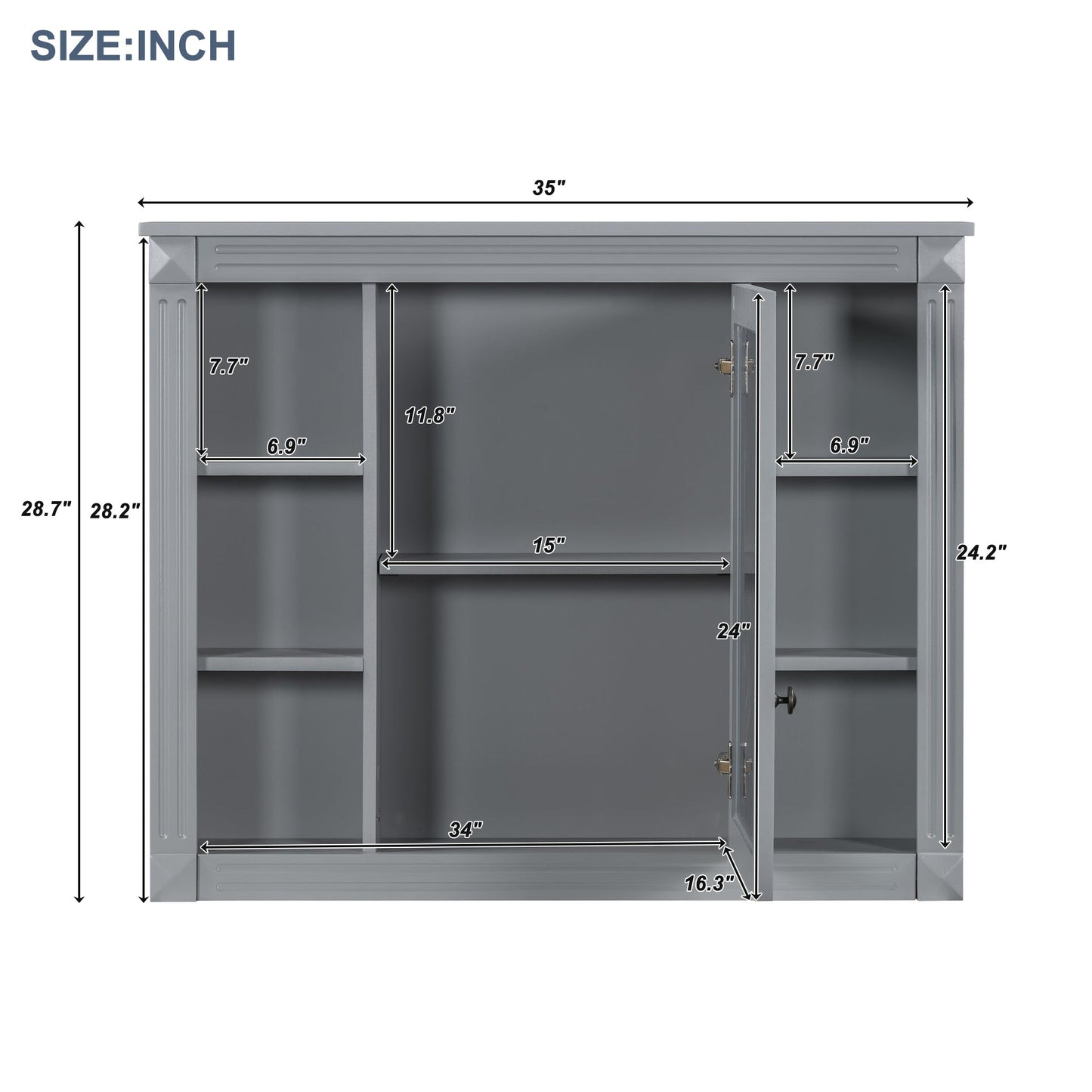 36" Bathroom Vanity with Top Sink, Mirror Cabinet