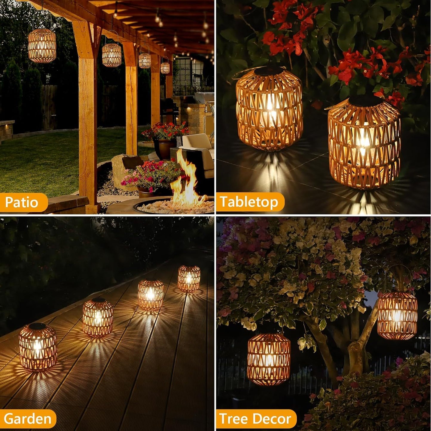 2 Pack Solar Lanterns Outdoor Waterproof