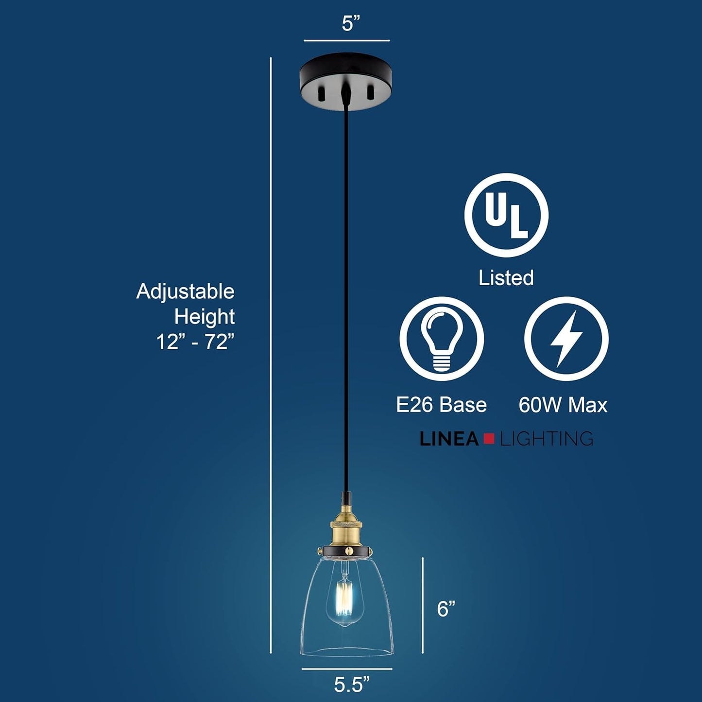 Large Bell Shaped Glass Pendant Light