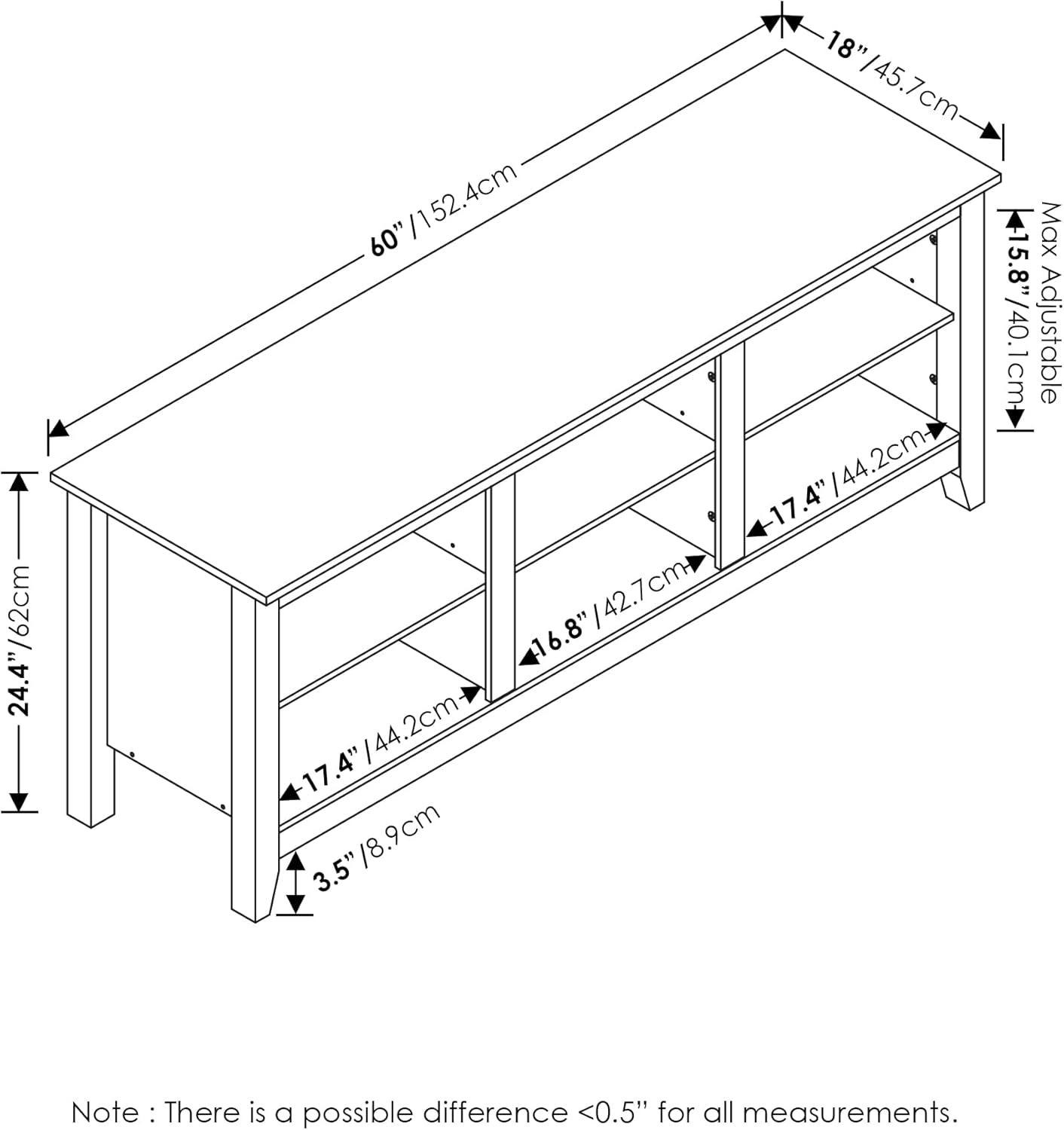 65 Inch TV Entertainment Center Americano Jensen Console