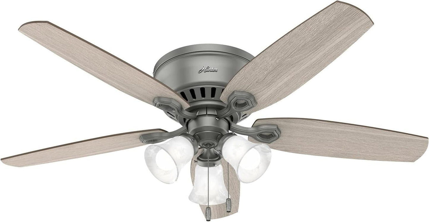 52 Inch Matte Silver LED Ceiling Fan With Integrated Light