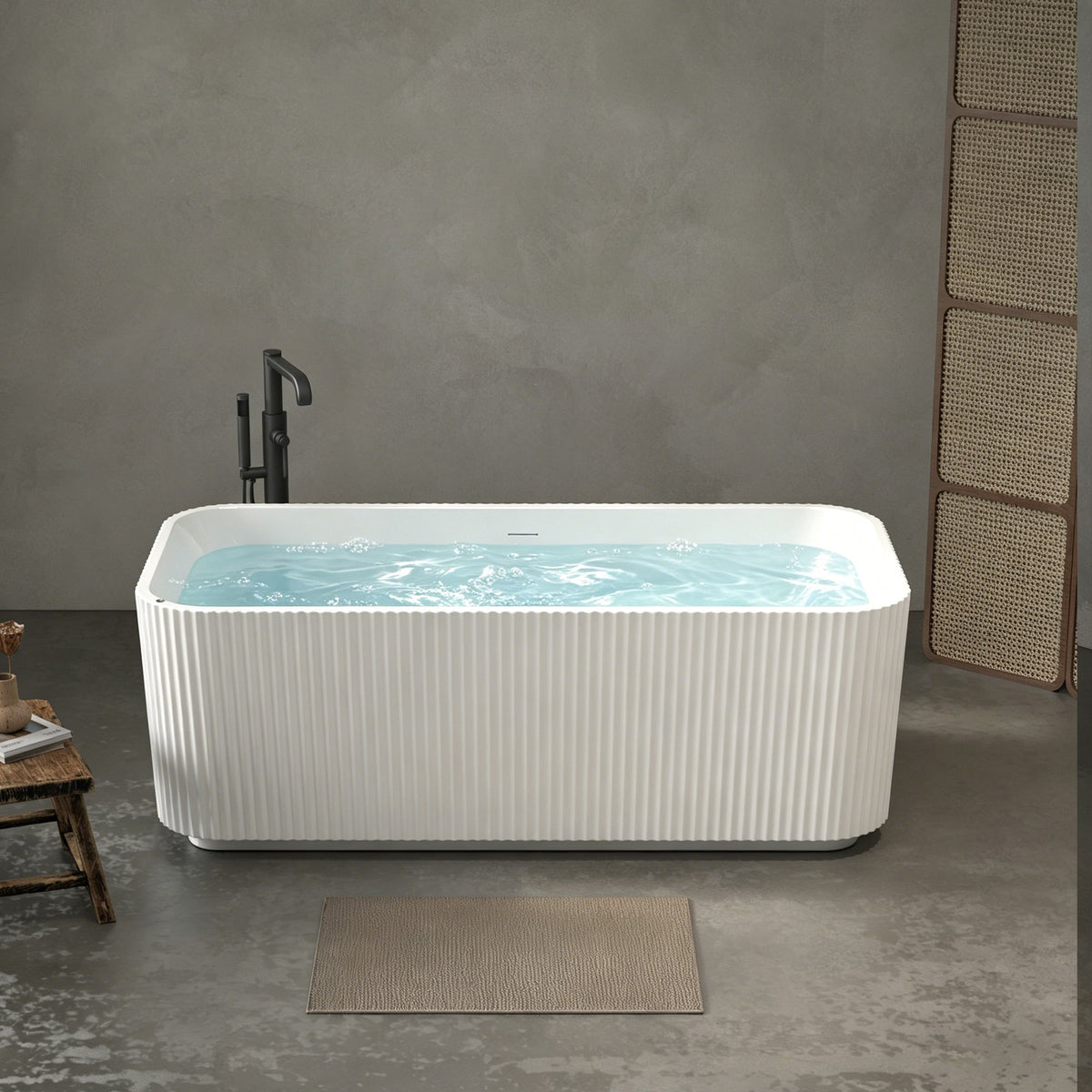 67" Rectangle Linear Acrylic Massage Whirlpool Bathtub