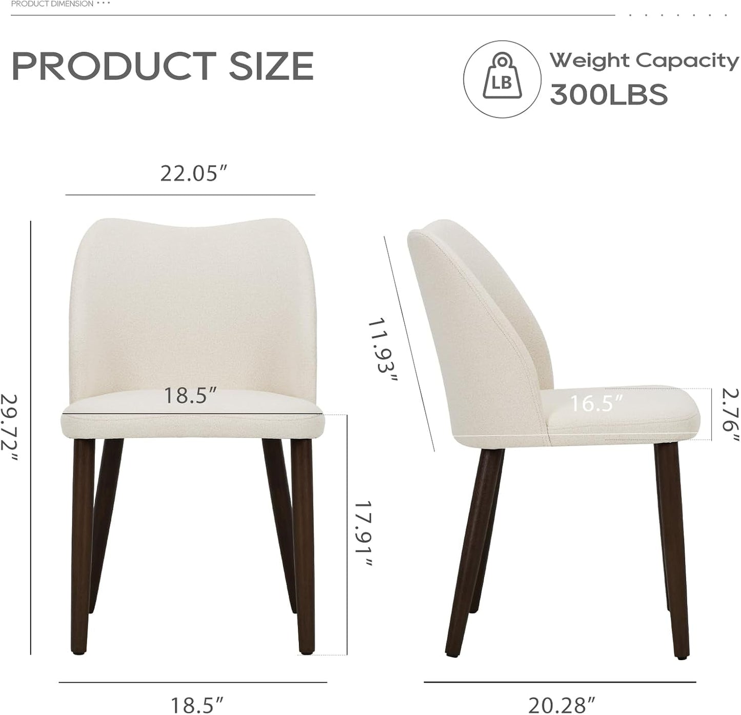 Upholstered Dining Chairs Pair Beige Fabric Wood Legs