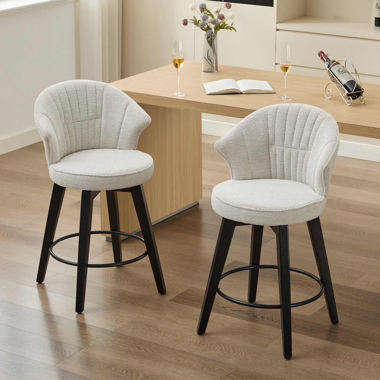 Wing Back Swivel Bar Stools Set of 2