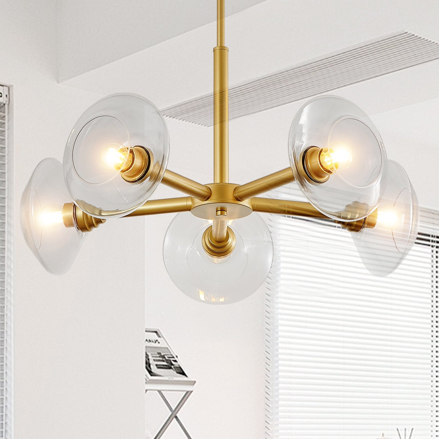 26" Modern Gold 5-Light Sputnik Chandelier