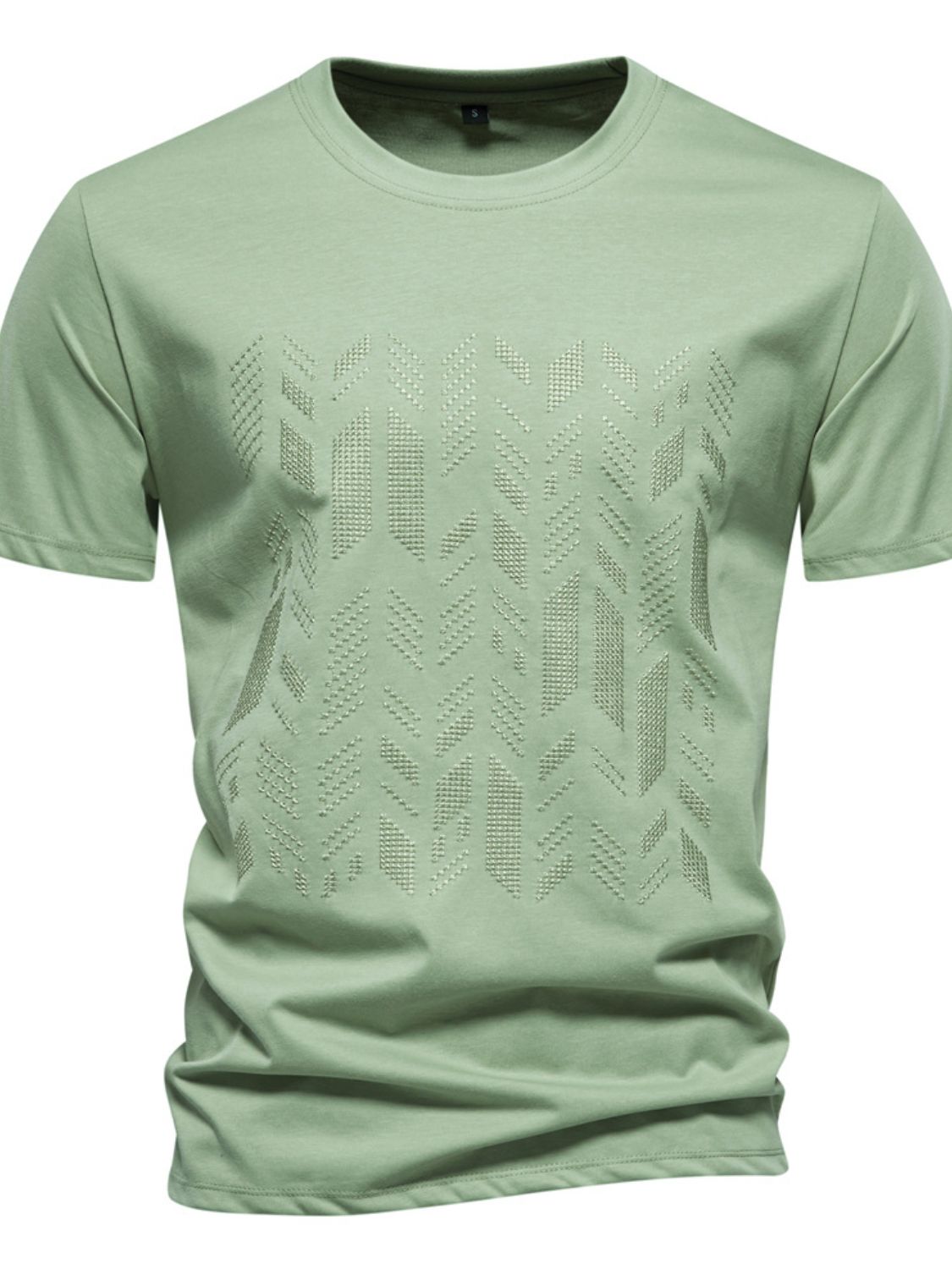 Round Neck Geometric Embroidered T-Shirt