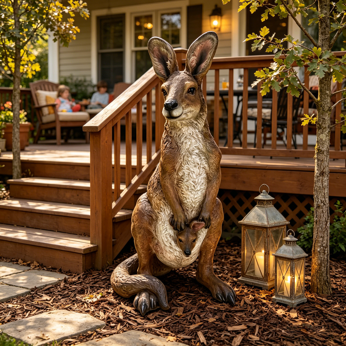 22'' Mother Kangaroo with Joey Statue