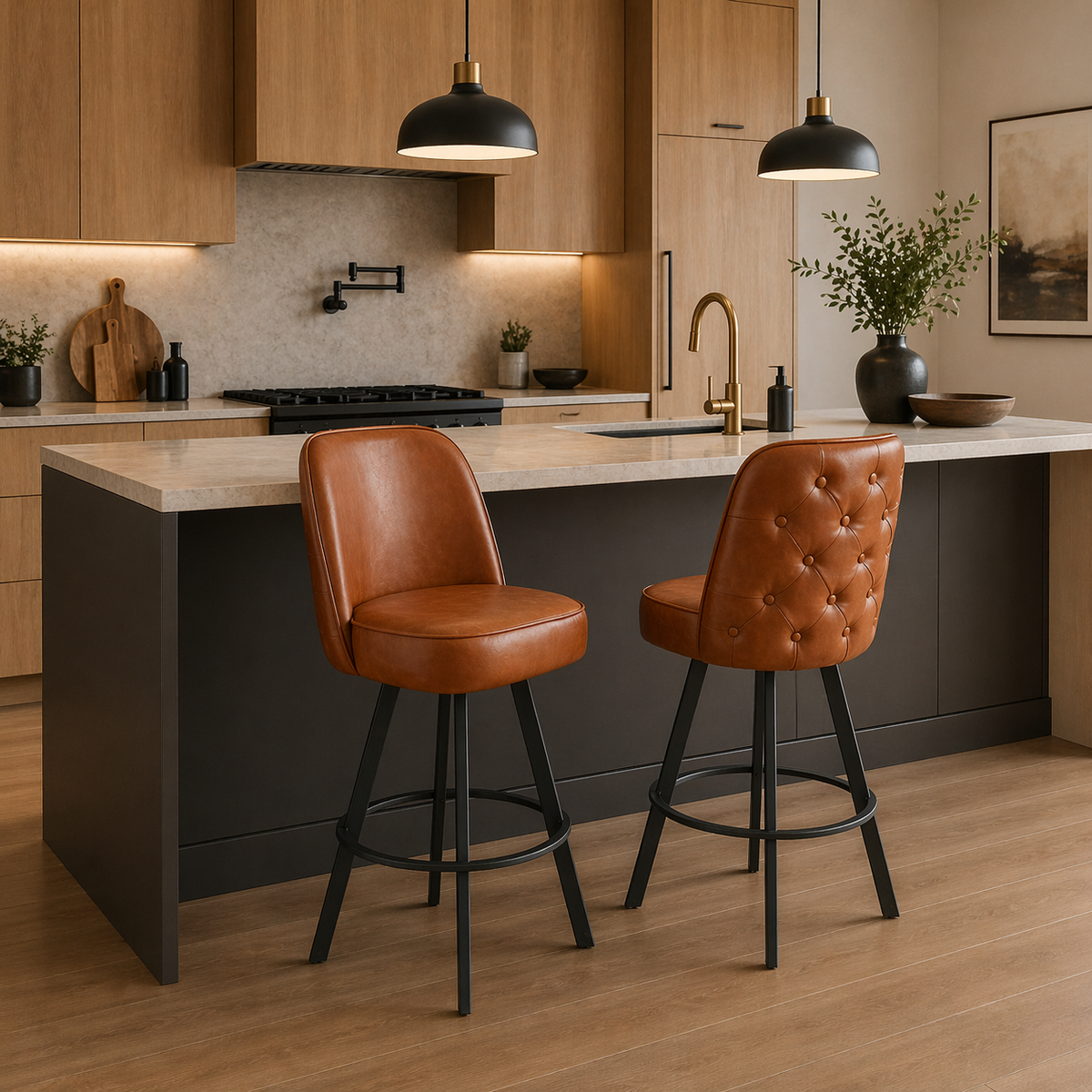 Set of 2 Commercial Grade Swivel Bar Stools